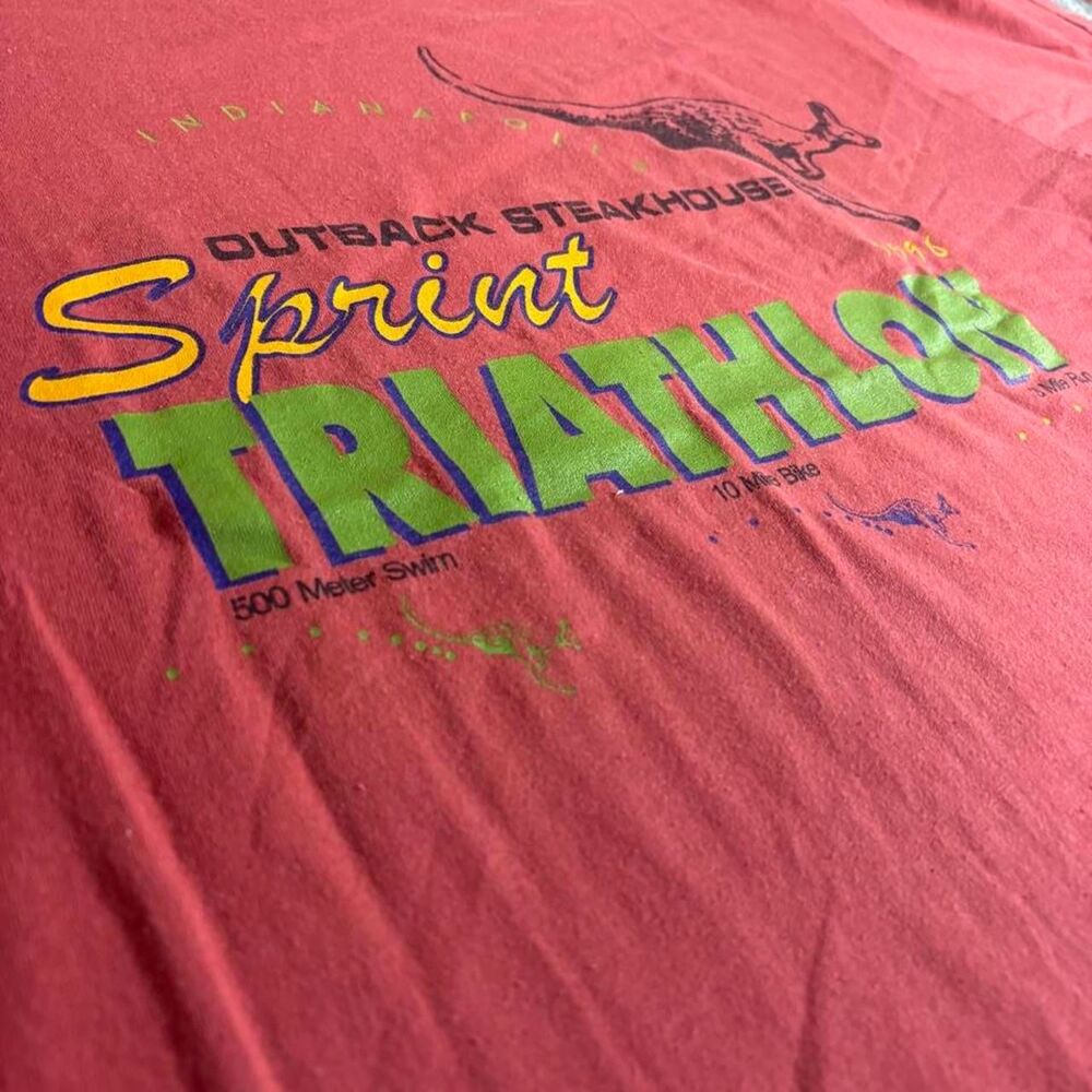 Super insane Red vintage grail single stitch 90s triathlon T-shirt